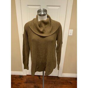 Michael Kors Olive Green Waffle Knit Cowl Neck Sweater, Size Small